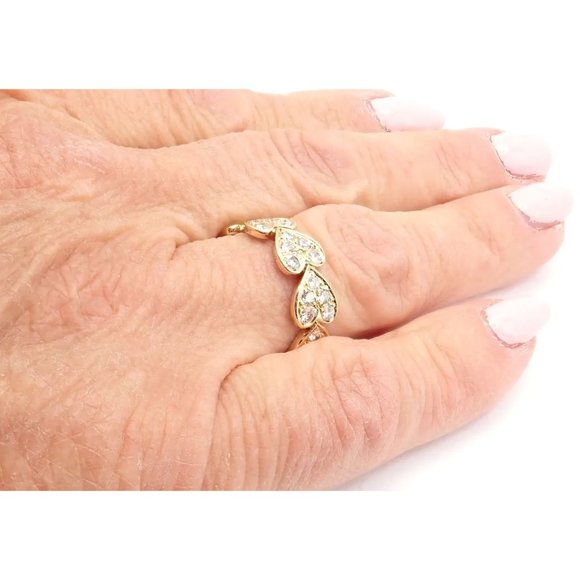 Authentic! Cartier 18k Yellow Gold Diamond Heart Eternity Band Ring Size 7.25 - Picture 9 of 10